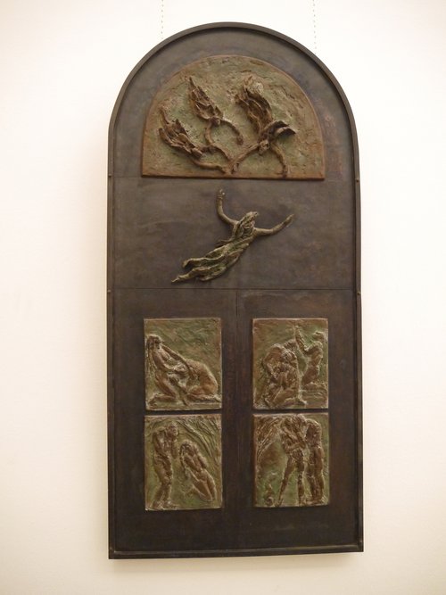 Purgatórium kapuja, 100 x 50 cm, réz és szilikátbronz, 1996